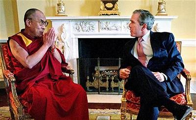 President Bush welcomes the Dalai Lama to the White House in May, 2001.